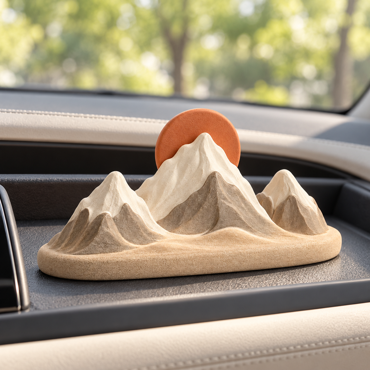 Oakvelora Mountain & Sun Car Interior Decorative Ornament