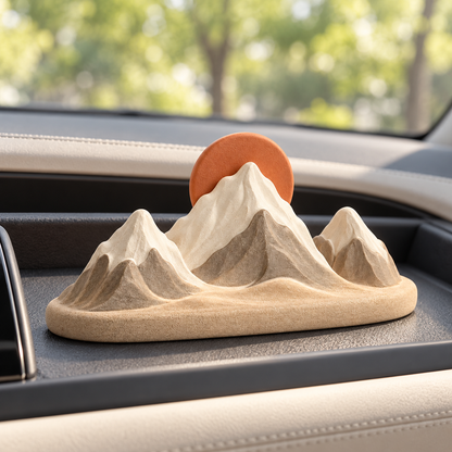 Oakvelora Mountain & Sun Car Interior Decorative Ornament