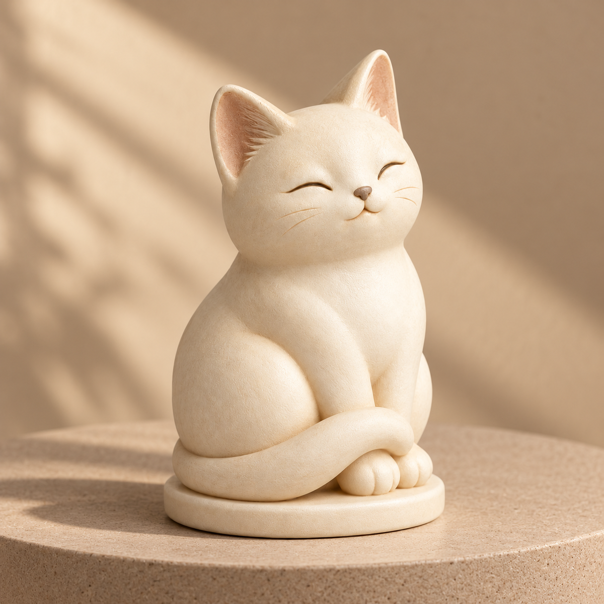 Oakvelora Cream Cat Car Interior Decorative Figurine