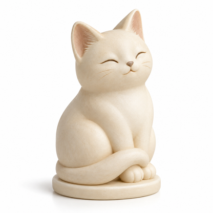 Oakvelora Cream Cat Car Interior Decorative Figurine