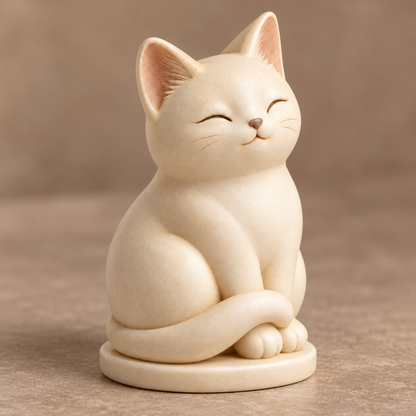 Oakvelora Cream Cat Car Interior Decorative Figurine