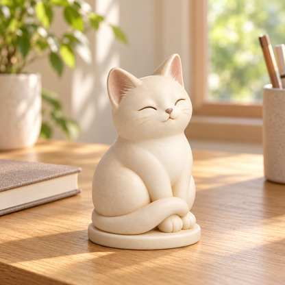 Oakvelora Cream Cat Car Interior Decorative Figurine