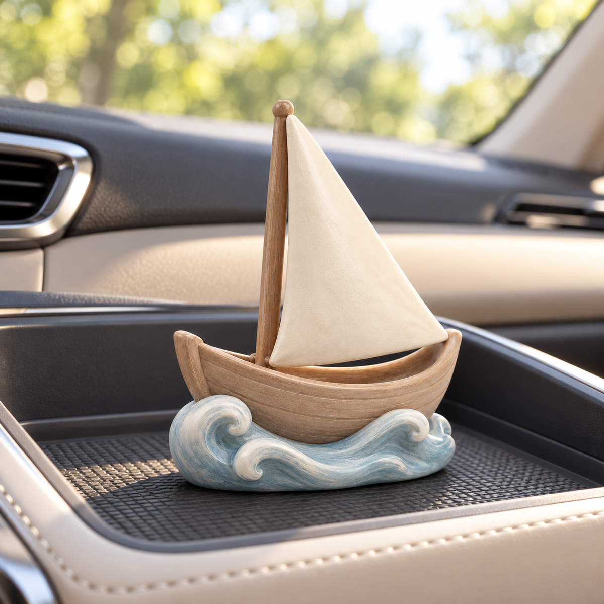 Oakvelora Sailboat & Waves Car Interior Decorative Ornament