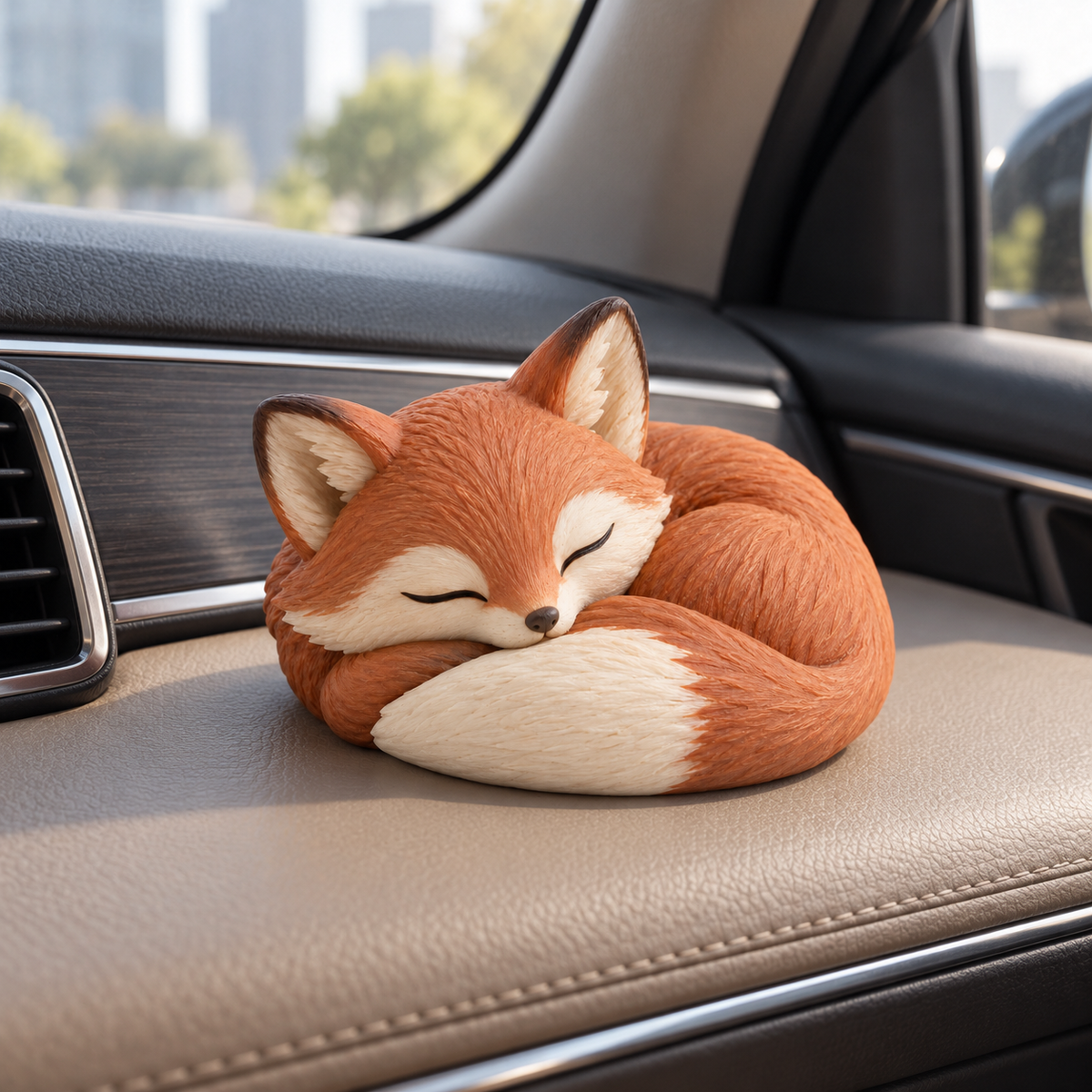 Oakvelora Sleeping Fox Car Interior Decorative Figurine