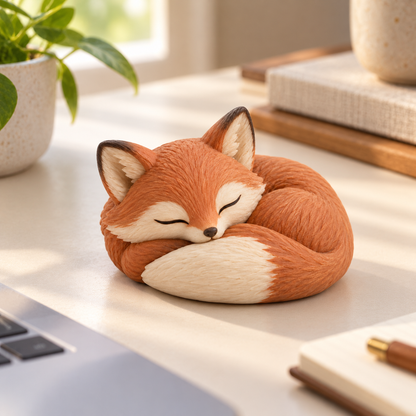 Oakvelora Sleeping Fox Car Interior Decorative Figurine