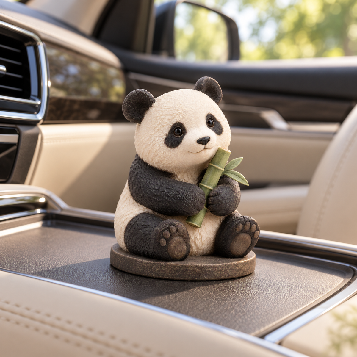Oakvelora Panda with Bamboo Car Interior Decorative Figurine